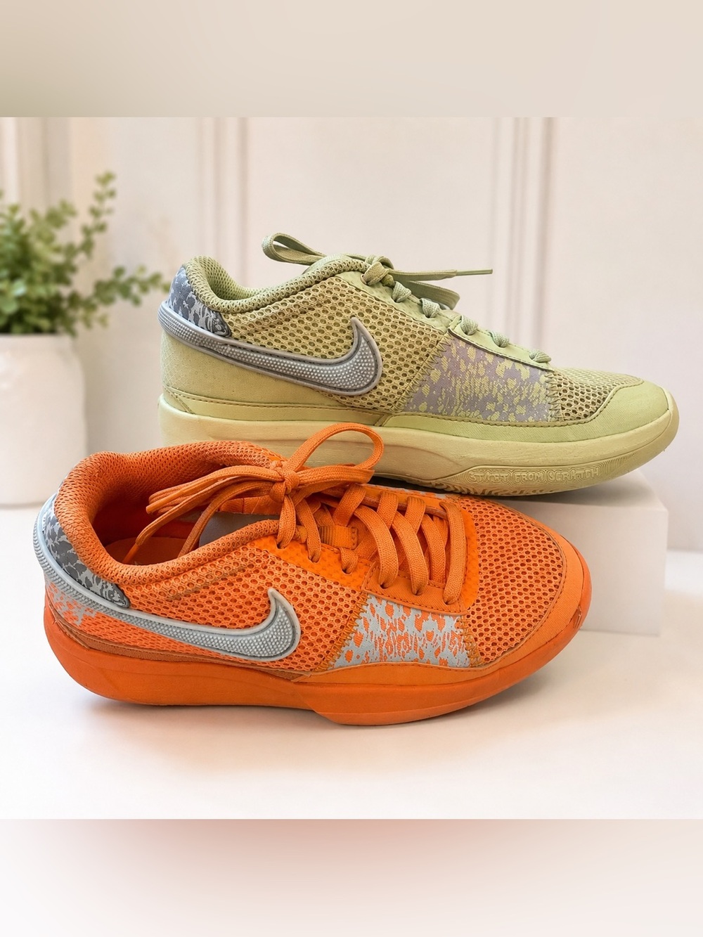 Nike Ja 1 "Mismatched in Orange and Sage Green kids size 3Y